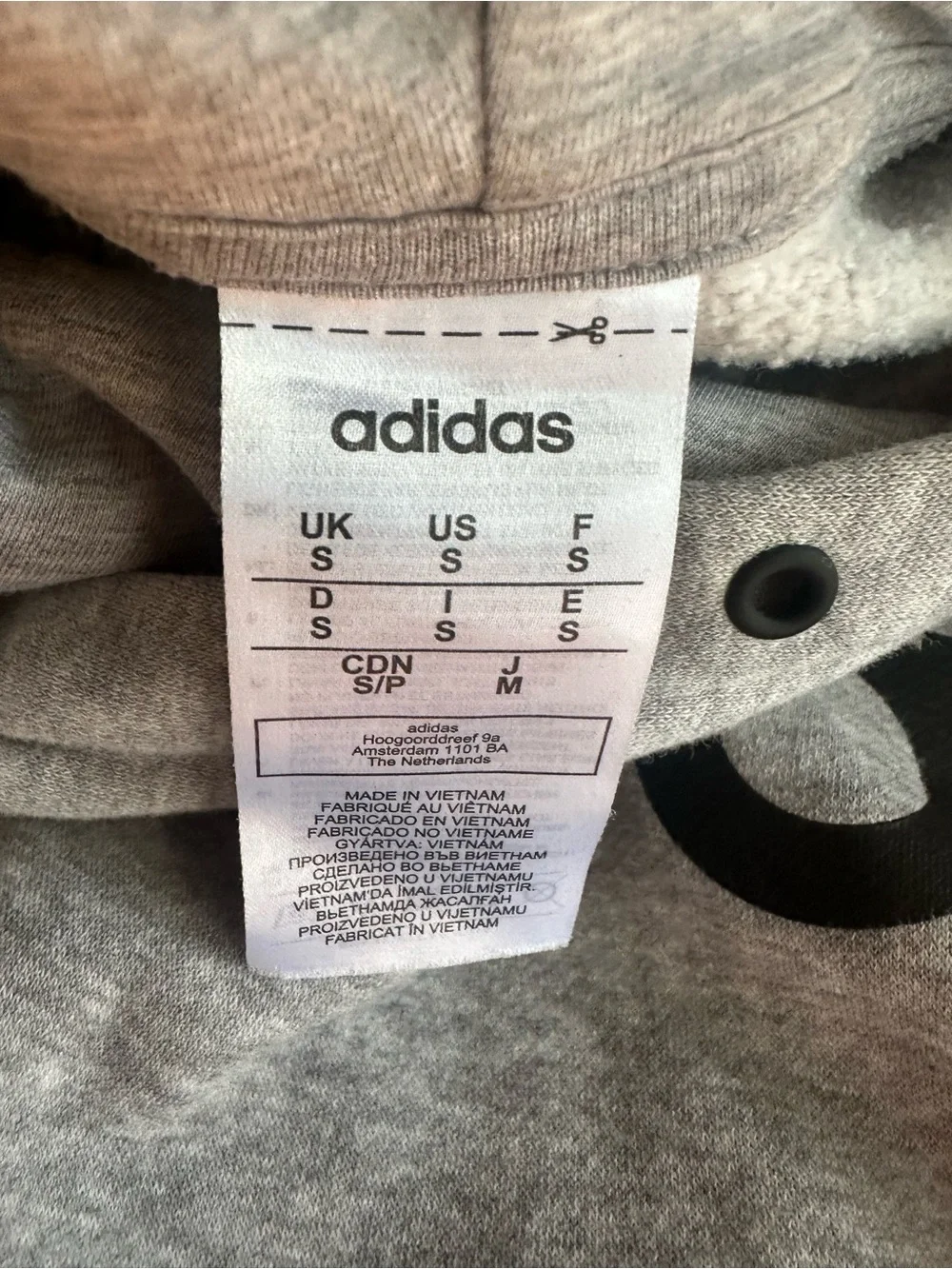 adidas grey hoodie size small